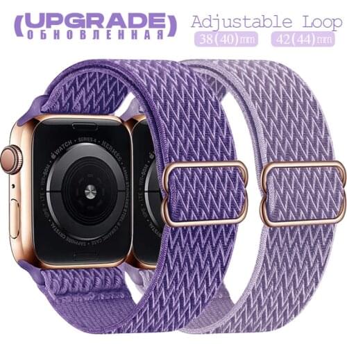 Adjustable Braided Solo Loop For Apple watch band 44mm 40mm 38 42mm Fabric Nylon Elastic Belt Iwatch series 6 5 4 3 SE strap