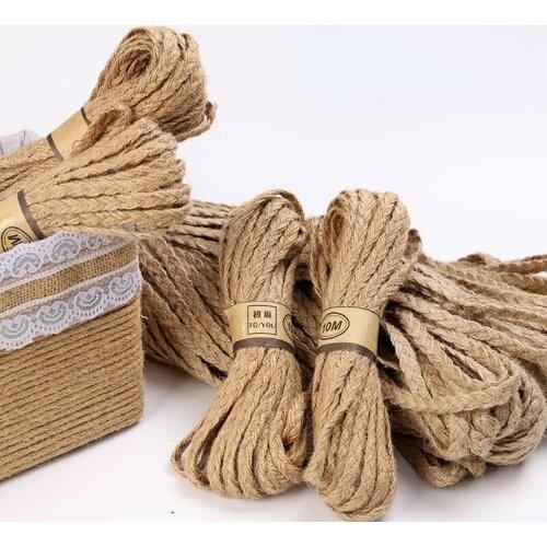 10m Natural Jute Twine 10mm Wide Brown Twine Rope for Crafts Gift Wrapping Packing Gardening Applications and Holiday Decoration