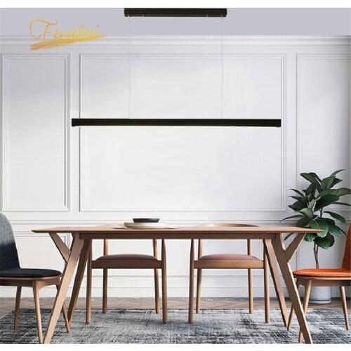Modern Fish Line Long Wood LED Pendant Lamp Bar Restaurant LED Office Lamp Study Art Pendant Lights Lighting Hanging Lamp Lustre