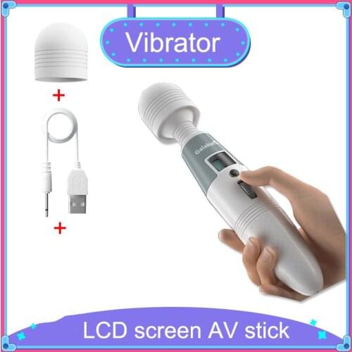 AV Vibrator Sex Toys screen display Wand 4.5cm Head Clitoris Stimulator Body Massage Orgasm Vibrating Rod Sex Toys For Women