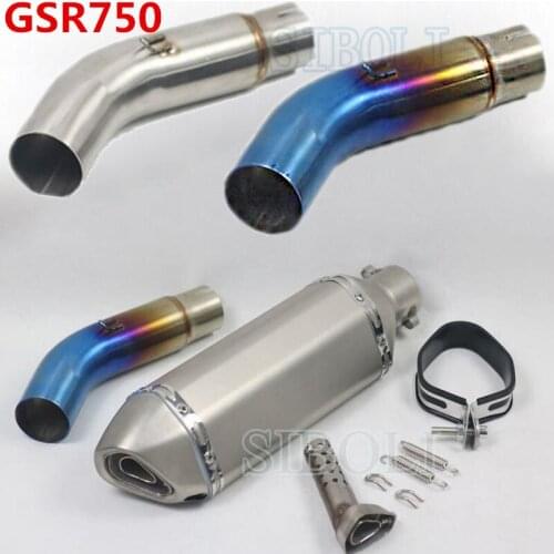 GSR 750 GSR750 Motorcycle Slip On Exhaust Mufflers Middle Link Contact Pipe With DB Killer FOR SUZUKI GSR 750 AK142