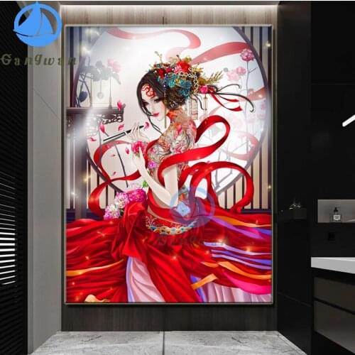 Japanese Geisha Woman 5d Rhinestones Embroidery Diy Diamond Painting Cross Stitch Oriental Diva Full Round Square Mosaic Decor