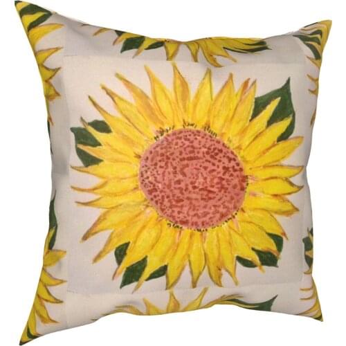 Yellow Sunflowers Floral Pillowcase Printed Polyester Cushion Cover Gift Pillow Case Cover Bed Wholesale 18