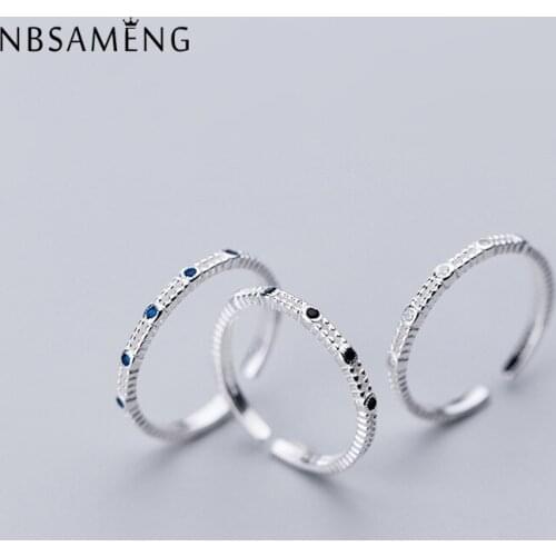 Rings For Women 100% 925 Sterling Silver Fashion Vintage Crystal Opening Adjustable Wedding Rings Girls Gift Jewelry Jewellery