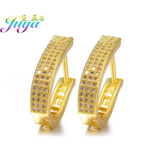 Juya Micro Pave Zircon Hoop Earrings Supplies For Women Fashionable Evening Party Jewelry Wholesale