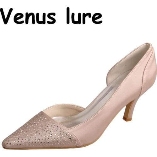 Rhinestones Nude Colored Size 5 Dress Shoes for Women Pointed Toe