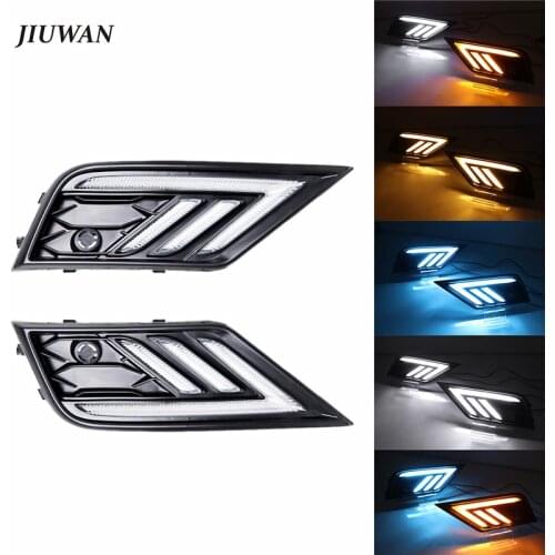 1 pair Emergency Warning Turn Signal Fog Lamp For VW Tiguan 2017-2019 Dynamic Switchback LED Daytime Running Light car lighting