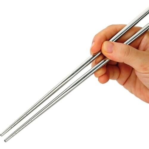 1Pair Stainless Steel Chopsticks Reusable Non-Slip Chop Sticks Food Sticks Kitchen Sushi Sticks Wedding Party Festival Supplies