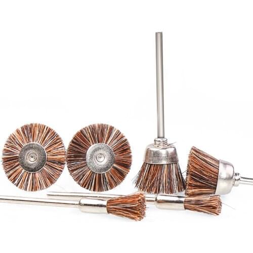 1pcs Horse Hair Brush 2.35mm Shank Bur Buffing Wheels Jade Cleaning Deburring Grinding Rotary Tool Accessories