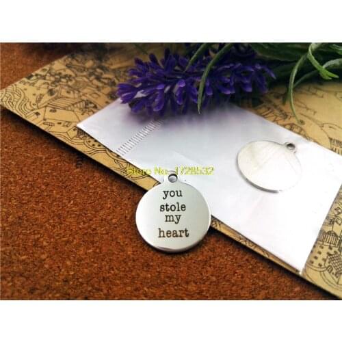 10pcs-stainless steel Charms "you stole my heart"DIY Charms Pendants for necklace/bracelet/keychain DIY jewelry