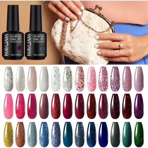 15ml Shining Nail Gel Polish Glitter Series Vernis Semi Permanent Base Top Coat Soak Off UV Lamp Gel Varnish Nail Art Design