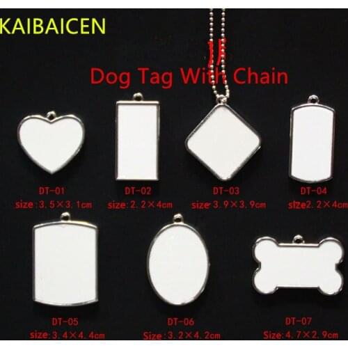 DHLFree 100PCS/Lot Sublimation Blank Metal Dogs Tag Pendant Transfer Printing Heat Press Two-sided Printable necklace With Chain