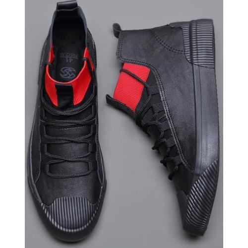 2020 Brand New Mens Fashion Boots Korean Black High Top Vulcanized Shoes Men Wear-resisting Loafers Designer Loafer shoes