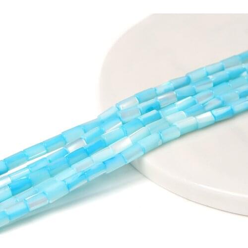 3x5mm Blue Mother of Pearl Tube Column Shell Beads Natural MOP Shell Loose Beads for Jewelry Making DIY Bracelet Necklace15"