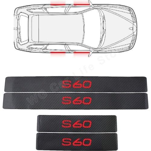 Car Decoration Stickers For Volvo S60 Accessories Auto Protector Styling Decal Fashion Carbon Fiber Car Threshold Sticker 4Pcs