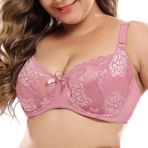 46 105 Full cup thin underwear bralette plus size Underwire adjustable lace Womens Big Breast E cup Large size Lace Brassiere
