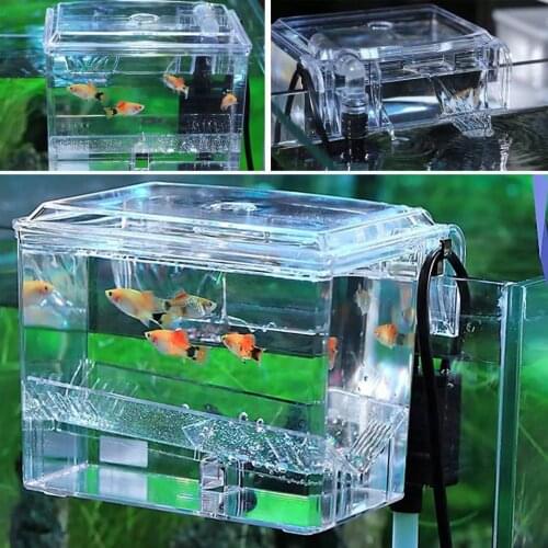 Aquarium Breeding Hatchery House Clear Fish Tank Incubator Transparent Breeder Isolation Hanging Box Reptile Turtle Cage Pump