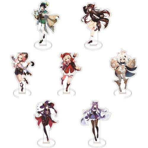 Anime Figure Genshin Impact Zhongli Diluc Venti Keqing Qiqi Acrylic Stand Model Plate Desk Decor Standing Sign Fans Gifts