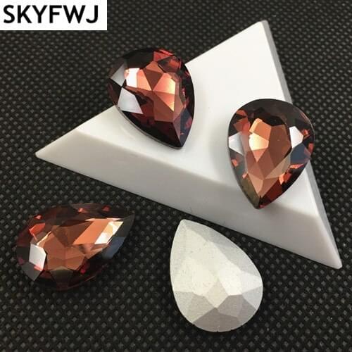Burgundy Color TEARDROP Glass Crystal POINTED BACK Rhinestones 4x6,7x10,10x14,13x18,18x25,20x30,30x40mm Dress Drop stone