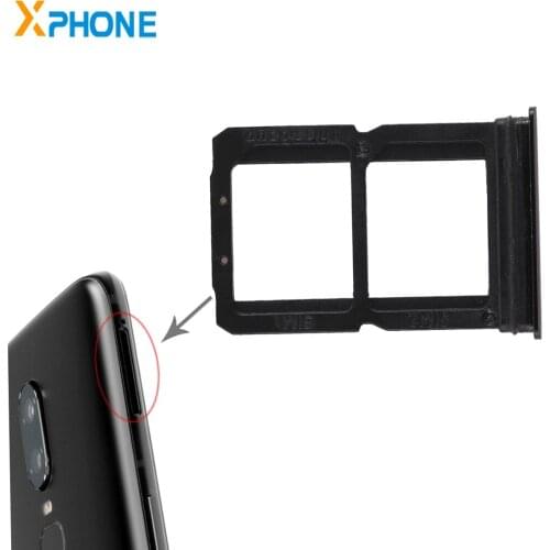 For Oneplus 6 Double SIM Card Tray SIM Card Adapter Holder Replacement Part for OnePlus 6 (Black)