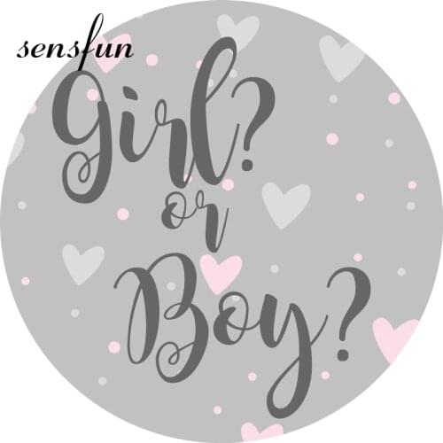 Gender Reveal Circle Round Backdrop Grey Heart Girl Or Boy She Or He Photography Backgrounds For Photo Studio Custom