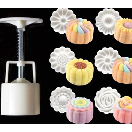 Cookie Cutter Baking Tool Flower Shaped Mooncake Mold Cake Mold Hand Pressure Fondant Moon Cake Decorating Tools