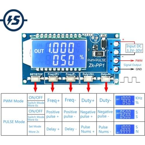 DC 3.3V-30V 1-Channel 1Hz-150KHz Dual Mode Signal Generator Square Wave LCD PWM Pulse Frequency Duty Cycle Adjustable Module
