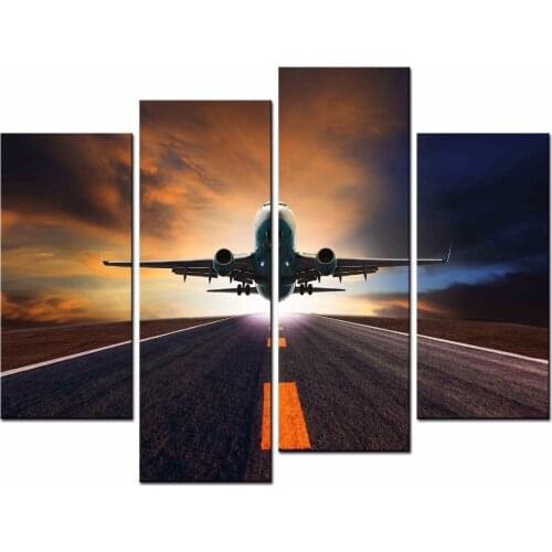 HOT Framed 4Pieces/set plane takes off Wall Art For Wall Decor Home Decoration Picture Paint on Canvas Prints Painting