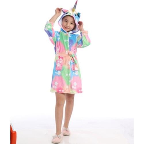 New Girls Boys Animal Cartoon Bathrobe Children Pyjamas Beach Towels Kids Sleepwear Homewear Unicorn Bath Robe Sleepwear Unicorn
