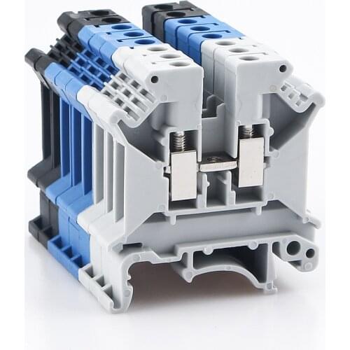 100pcs Din Rail Terminal Block UK-5N Universal Connector Screw Connection Electrical Wiring Conductor UK5N Terminal Strip Block