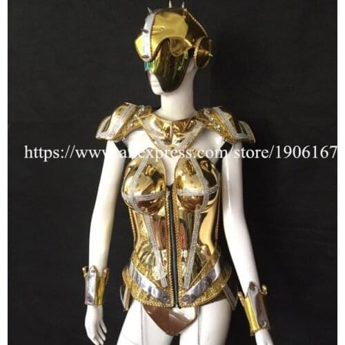 Victoria Catwalk Shows Clothes Sexy Lady Stage Performance Party Dress Gold Color Dance Singer Ballrooom Costume