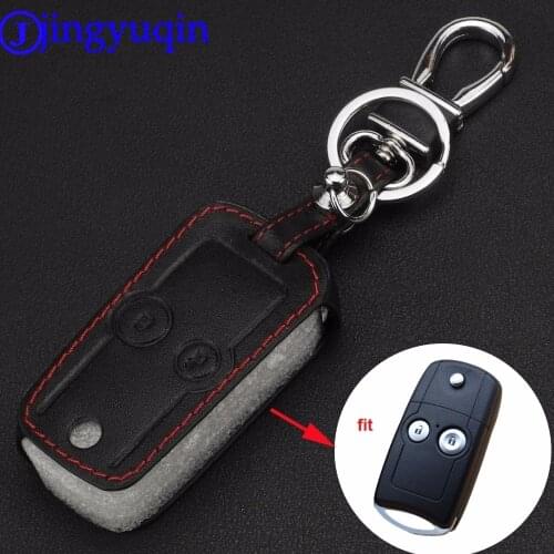 Jingyuqin 2 Buttons Flip Folding Remote Car Key Leather Case Cover For Honda Accord CRV SPIRIOR Car Alarm Keyless Entry Fob