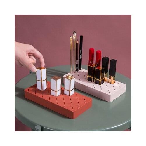 Creative silicone lipstick storage rack desktop cosmetic storage storage box creative multi-cell eyebrow pencil lip gloss finish