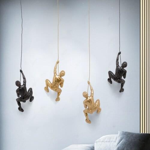 Creative Rock Climbing Men Sculpture Wall Hanging Decorations Resin Statue Figurine Crafts Home Furnishings Decor Accessories