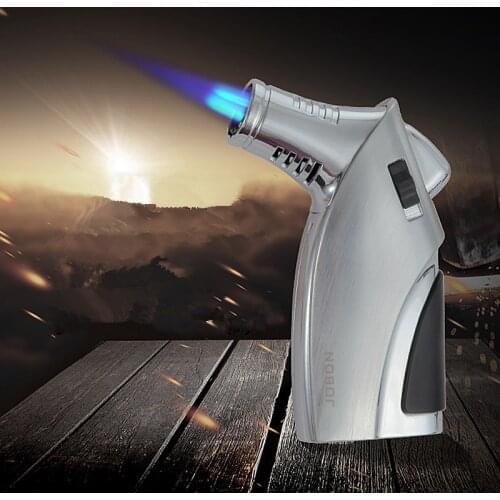 Jobon Metal Triple Torch Direct Injection Lighters Pipe Gas Lighters Wind Fire Lighter Blue BBQ The Gift To Men