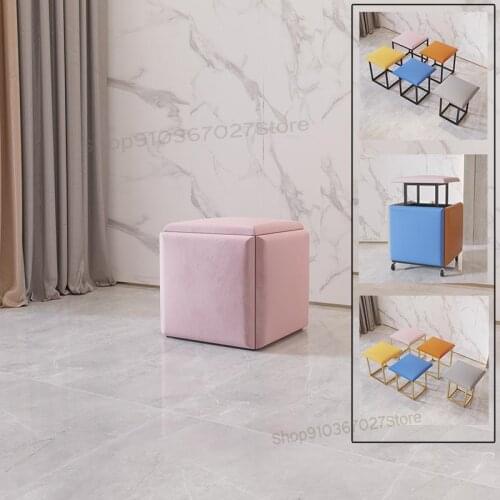 Multifunctional Creative Rubiks Cube Small Stool Changes Into Five Combinations, Economical Storage Folding Portable Bench