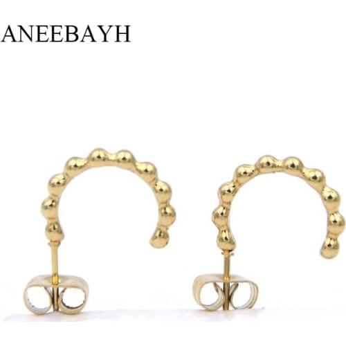 Fashion Small Metal Geometric Stud Earrings For Girls Gold Stainless Steel Women Trendy Earrings Accessories 2021 Summer New