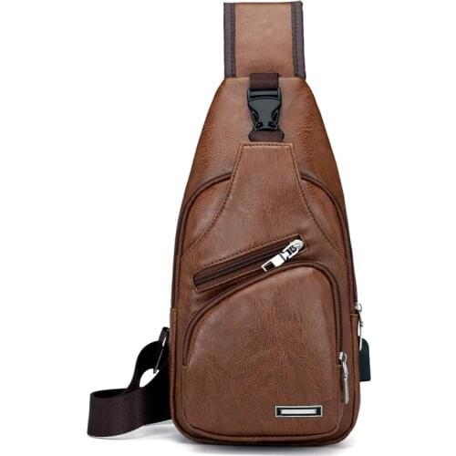 Men Chest Bags Crossbody Bag Messenger Bags With USB Charging Headphone Hole Mens Handbags 2020 New