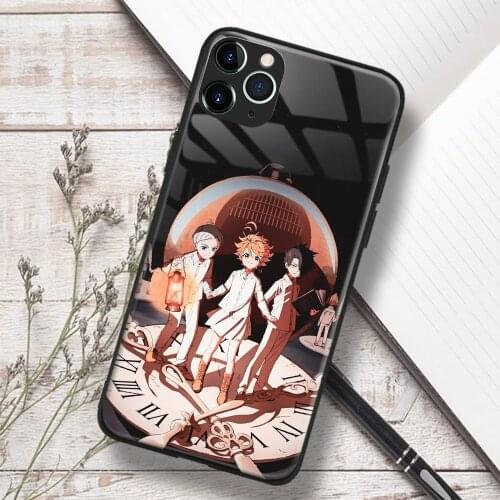 Ray Emma Norman The Promised Neverland Soft TPU Glass Phone Case for IPhone SE 6s 7 8 Plus X Xr Xs 11 12 Mini Pro Max Samsung