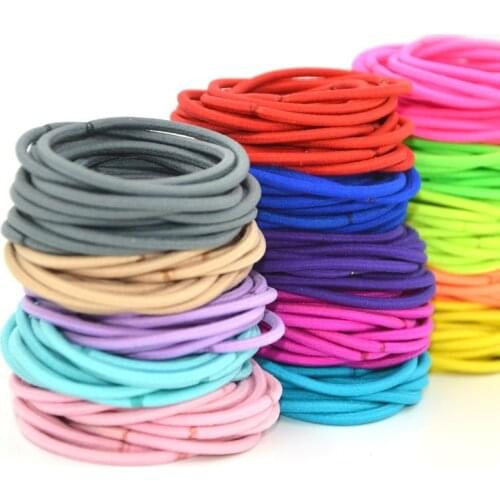 Hair Elastic Bands soft Multicolor Hair Ponytail Holders Hair Ties Bobbles for Girls Women 50*3MM