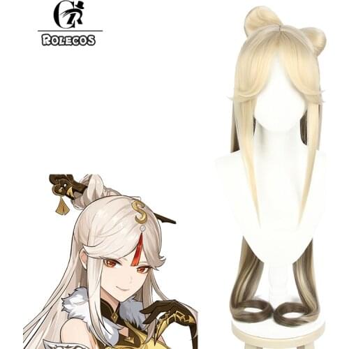 ROLECOS Genshin Impact NingGuang Cosplay Wig Cosplay Anime Cosplay Wigs Heat Resistant Synthetic Women Wigs