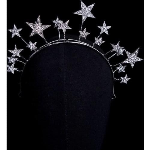 Luxury Star Hairbands Bride Tiaras and Crowns Rhinestone Wedding Hair Accessories Hair Jewelry Tiara De Noiva Birthday Gift