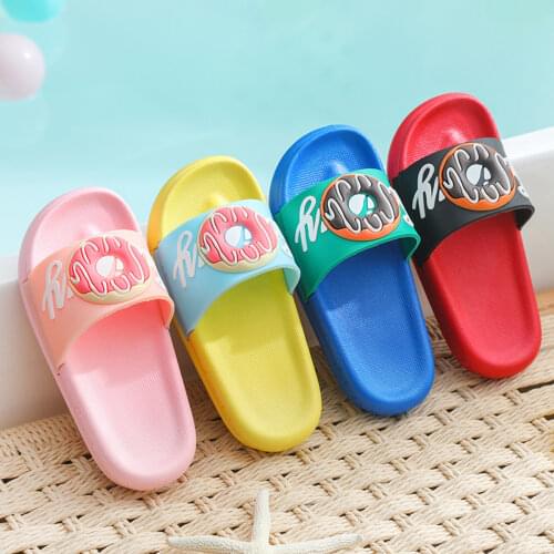 Kids Shoes Summer Slippers for Children Boys Girls Cute Cartoon Donuts Print Beach Shoe Non Slip Soles Sandals Children Slippers