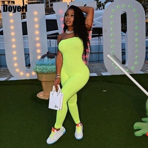 Sexy Skinny Rompers Womens Jumpsuit Summer Overalls Stretch Pants Strapless Party Club Outfits Bodys One Piece Bodycon Jumpsuit