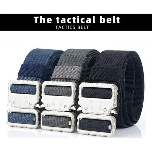 Tactical Belt Alloy Buckle Male Waistband Leisure Belt Quick Release Quick Dry Elastic For Fishing Hunting Multi Function