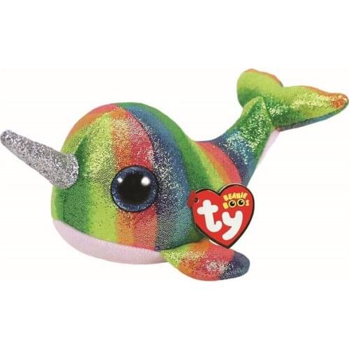 TY Beanie Boos Big Glitter Eyes Nori the Narwhal Seal 6" 15cm Plush Stuffed Animal Collectible Soft Doll Toy Christmas Gift