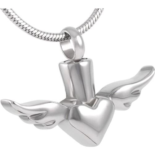 Heart Urn With Feather Top Quality Memorial Ash Keepsake Pendant Necklace For Ashes Funeral Casket Cremation Necklace Women