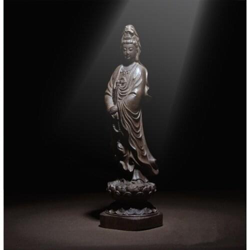 Vietnams Avalokitesvara Bodhisattva Decorated with Avalokitesvara Solid Wood Carving Handicraft Buddha Statues Home Decor