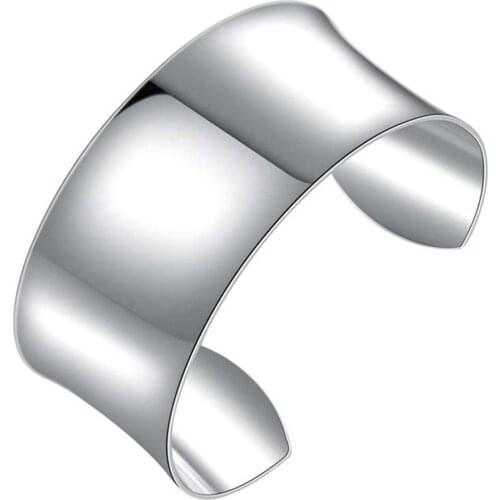 Vintage Silver Classic Handmade Large Polished Open Bangle Punk Cuff Bracelet