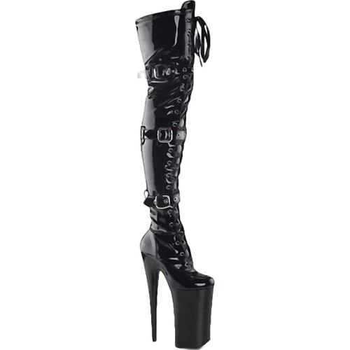 Nightclub Womens Shoes Pole Dancing Long Boots Thigh Alt 20CM High Heels 8 Inch Over The Knee Gothic Platform Sex Stripper Red